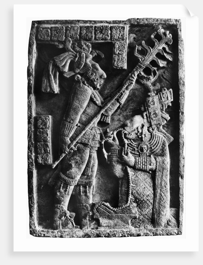 Mayan Stone Relief of Xoc Performing a Blood-Letting Ritual by Anonymous