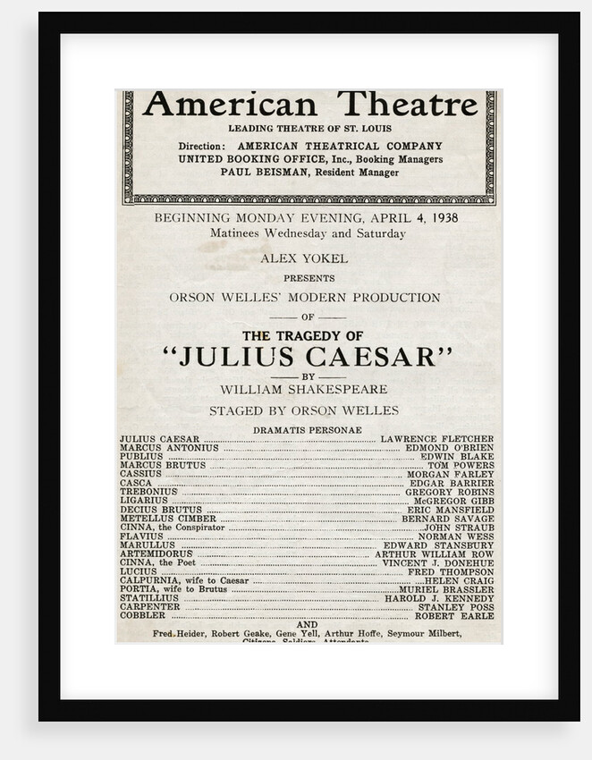 Showbill From Julius Ceaser by Anonymous