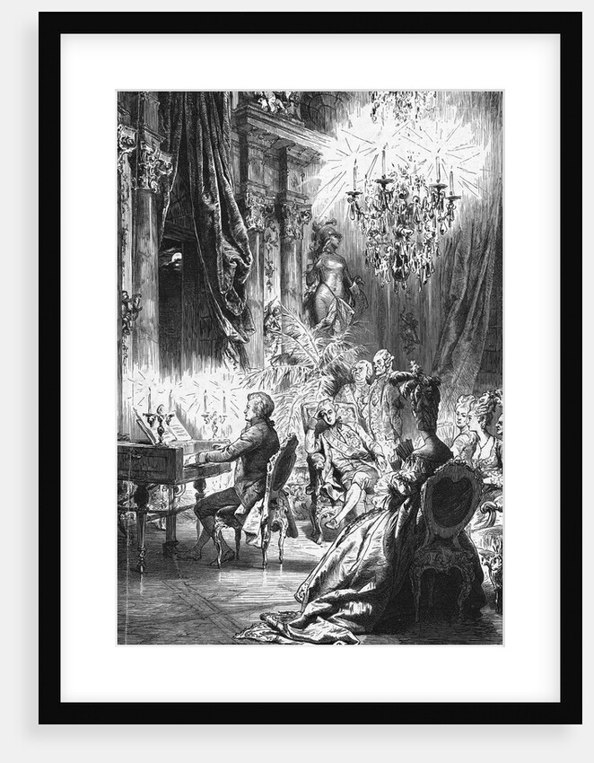 Illustration of Mozart Playing for Emperor Joseph by Anonymous