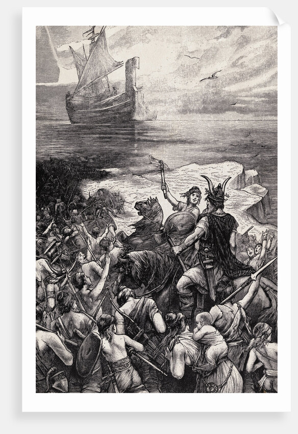 Teutone Soldiers Gathered on Shore by Anonymous