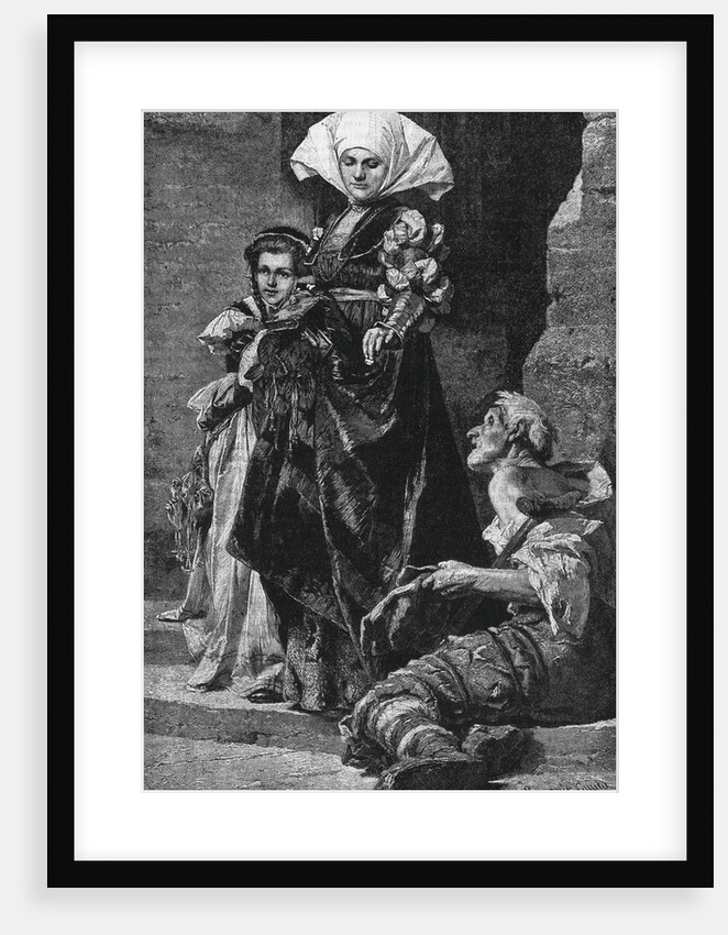 Rich Woman Giving Alms to Poor by Anonymous