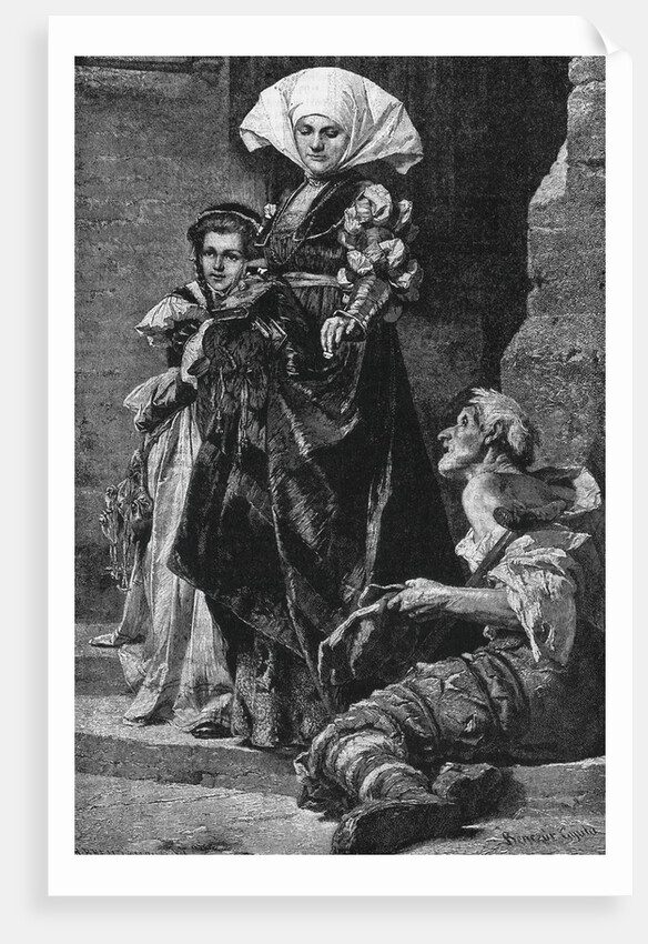 Rich Woman Giving Alms to Poor by Anonymous