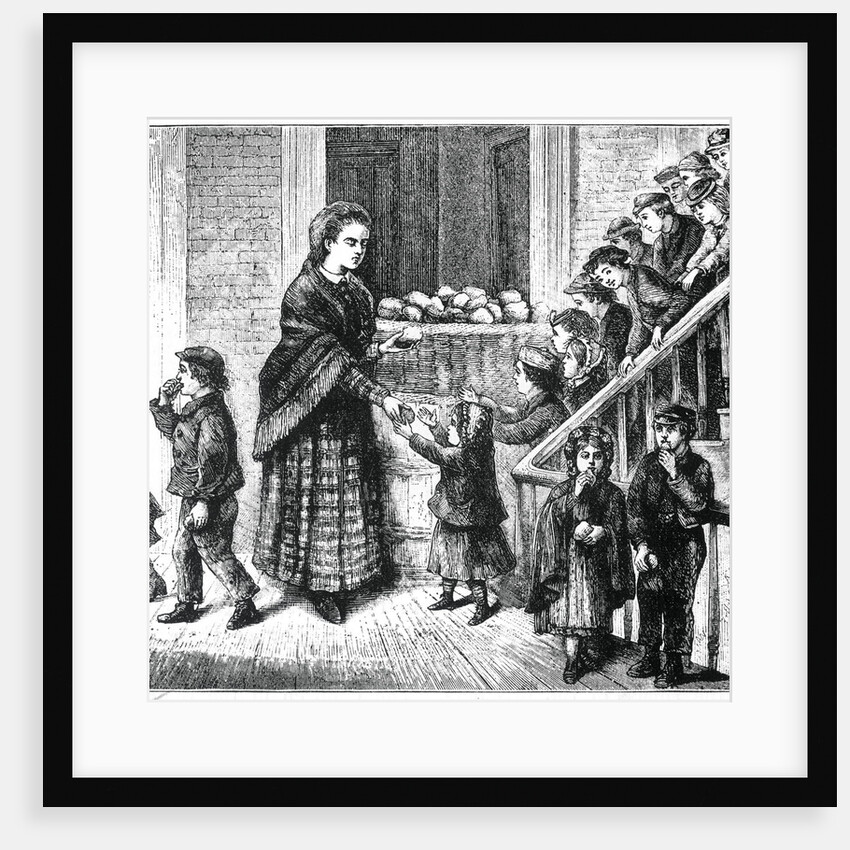 Illustration of Impoverished Children Receiving Food by Anonymous