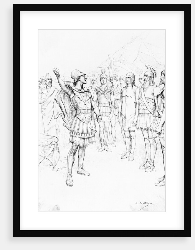 Illustration Showing Alexander The Great Speaking to His Soldiers by Anonymous