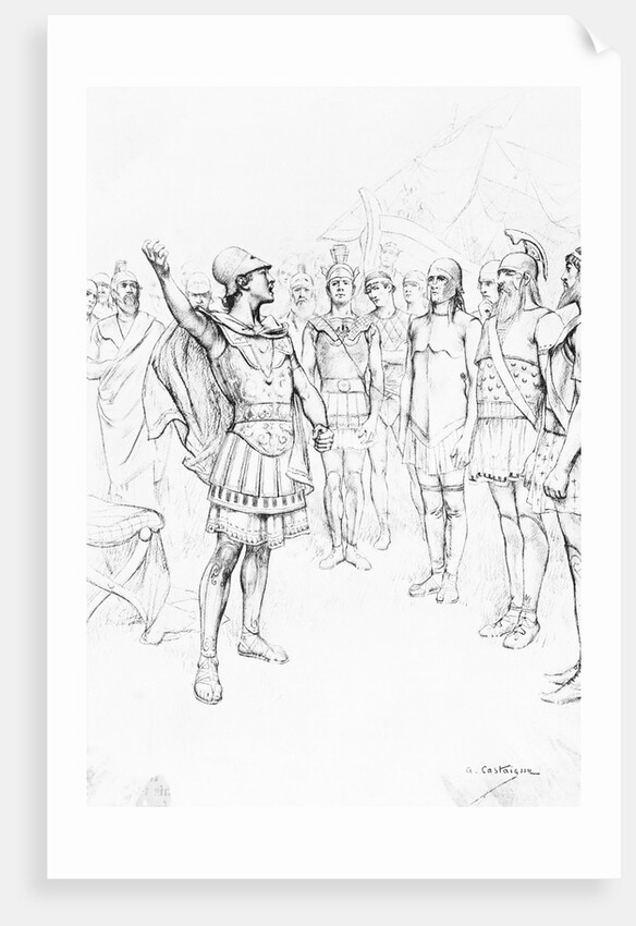 Illustration Showing Alexander The Great Speaking to His Soldiers by Anonymous