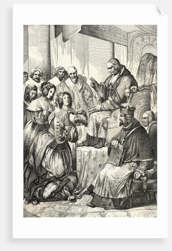 Sweden's Queen Christina Bowing to Priest by Anonymous