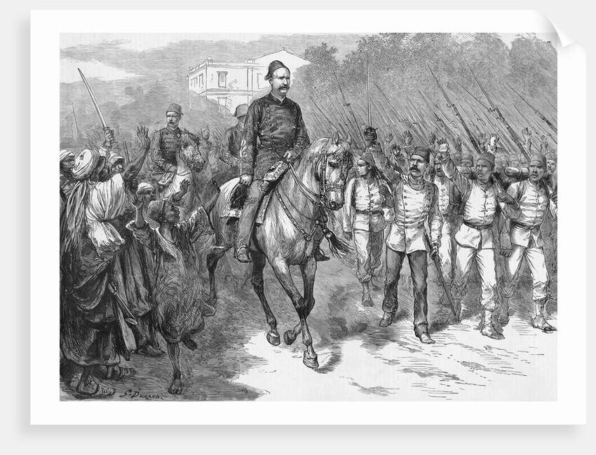 Arab Officer on Horseback Alongside Troops and Citizens by Anonymous