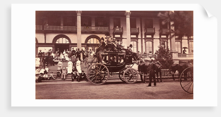 Vacationers and Coach Outside Fort William Henry Hotel by Anonymous