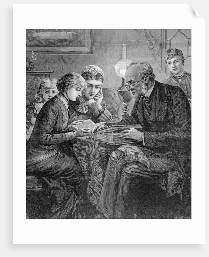 People Reading Together at Table by Anonymous