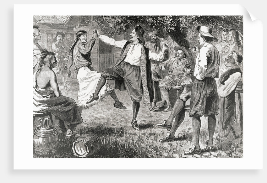Jubilant French Neighbors Enjoying Dance with Native Americans by Anonymous