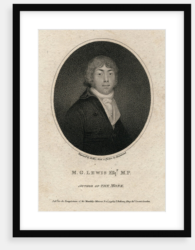Portrait of English Novelist Matthew Gregory Lewis Author of The Monk by Anonymous