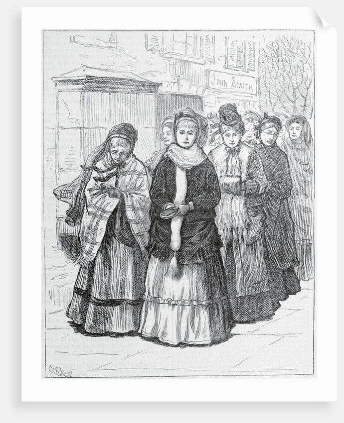 Drawing of Women Crusaders Marching in Street by Anonymous