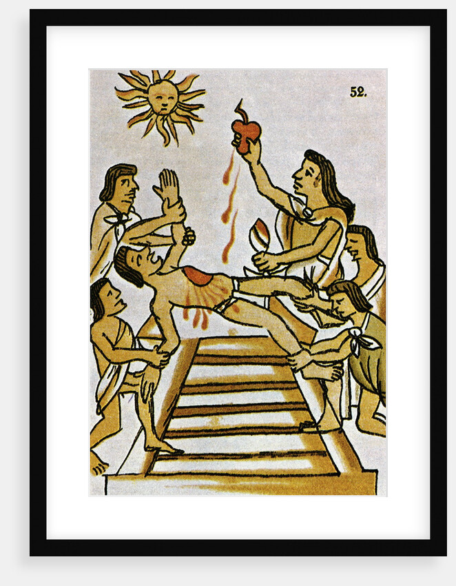 Aztec Priest Holding Beating Heart from the Florentine Codex by Anonymous