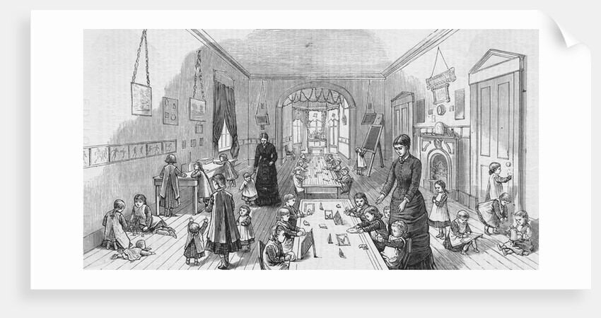 19th-Century Illustration Depicting a Kindergarten Class by Anonymous