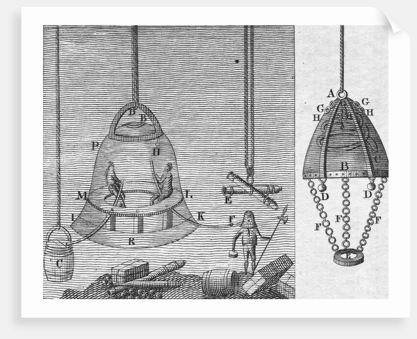 Illustration of Triewald's Diving Bell by Anonymous