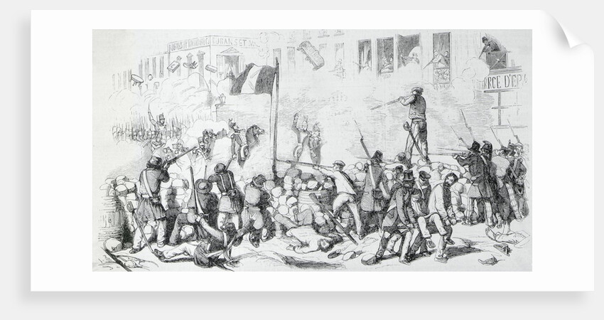 Illustration of Soldiers and Rebels Fighting in Street by Anonymous