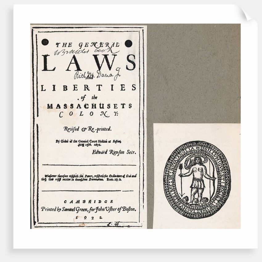 The General Laws and Liberties of the Massachusetts Colony by Anonymous