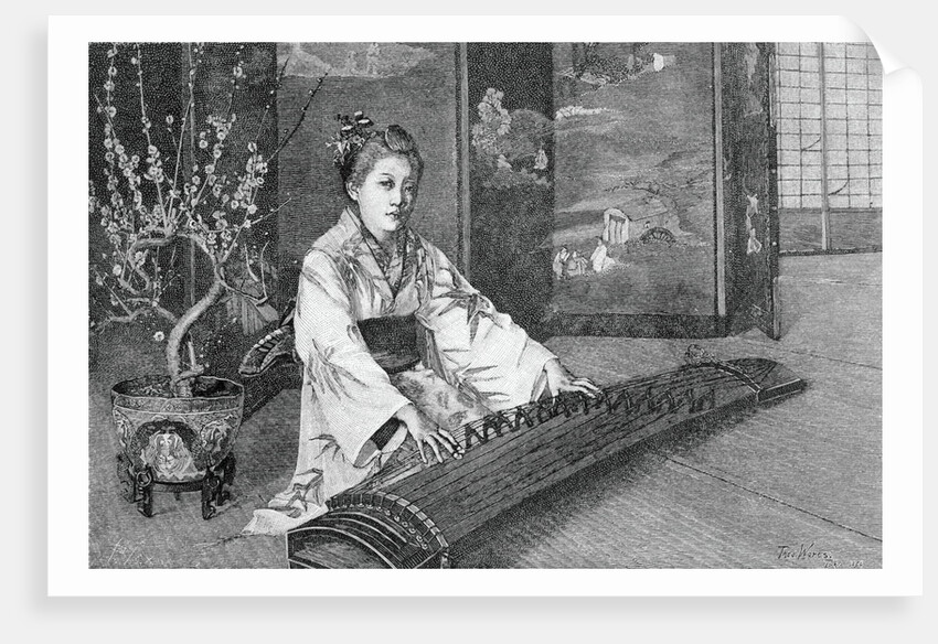 Engraving of Koto Player by Anonymous