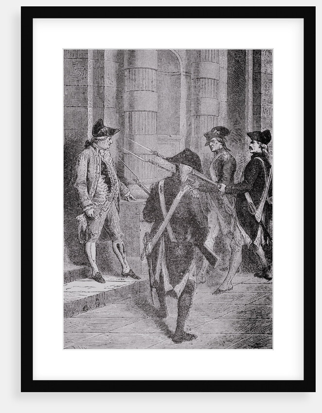 Soldiers Pointing Bayonets Before King by Anonymous