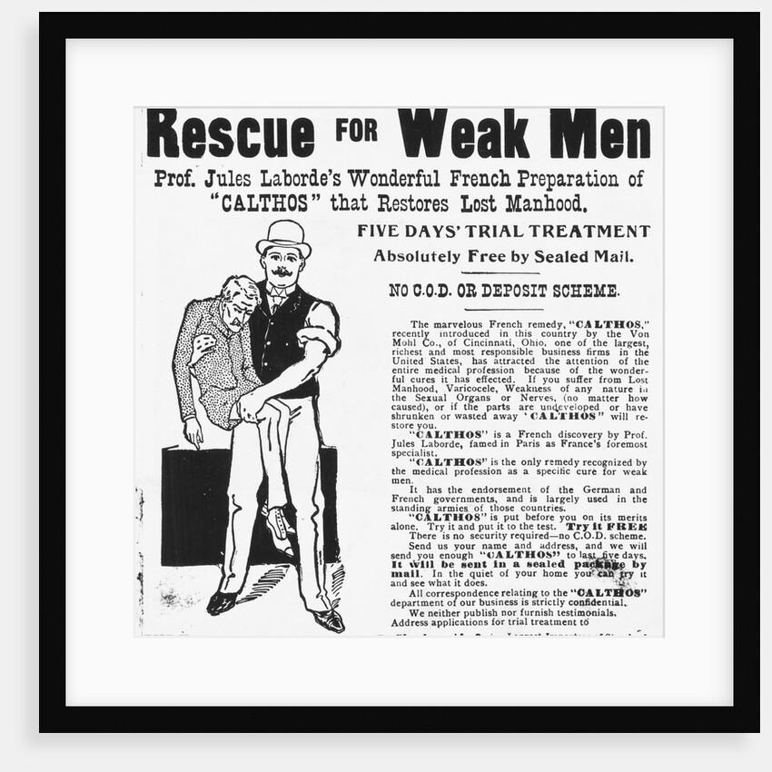 Advertisement for Product Which Helps Weak Men by Anonymous