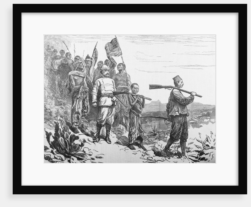 Illustration of Sir Henry Morton Stanley and His Party Crossing Terrain by Anonymous