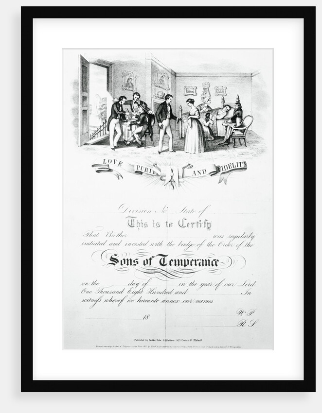 Early Document of Membership for Sons of Temperance by Anonymous
