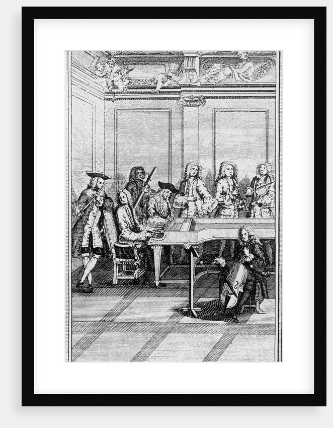 Engraving of a Traditional 18th-Century Chamber Orchestra by Anonymous