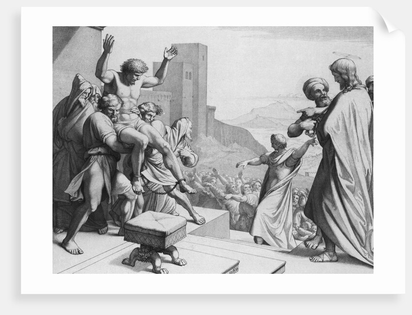 Print of the Crowd Choosing Between Barabbas and Jesus Christ by Anonymous