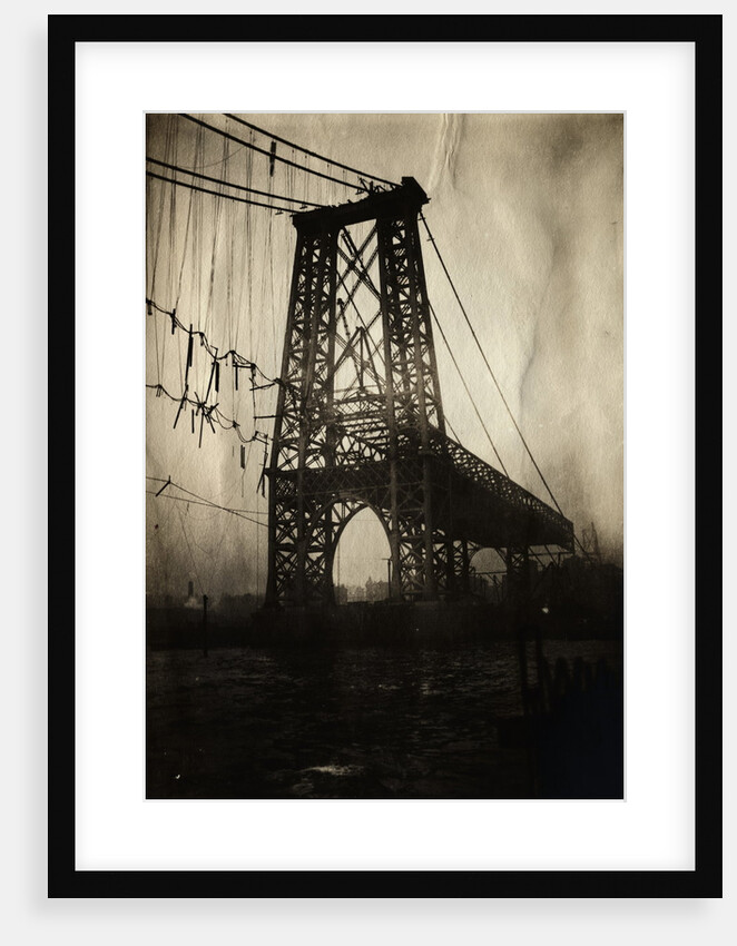 Construction of New York Tower of Williamsburg Bridge on East River by Anonymous