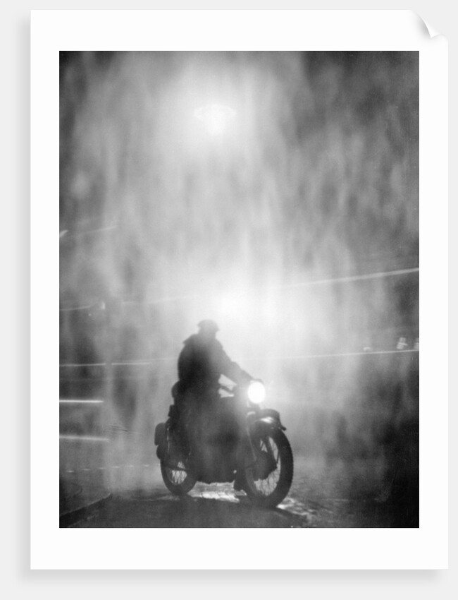 Riding a Motorcycle in Rainy Night by Anonymous