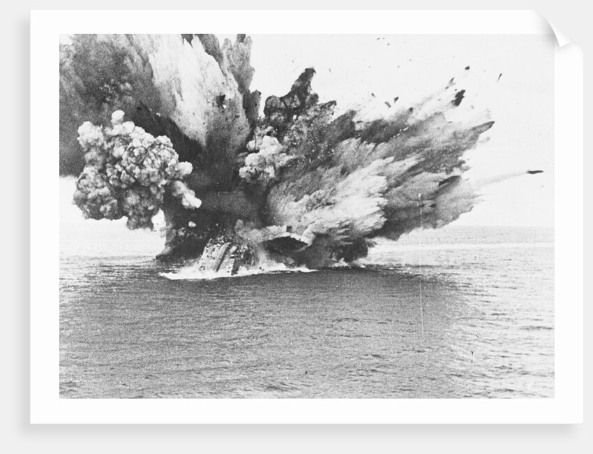 British Warship Barham Exploding at Sea by Anonymous