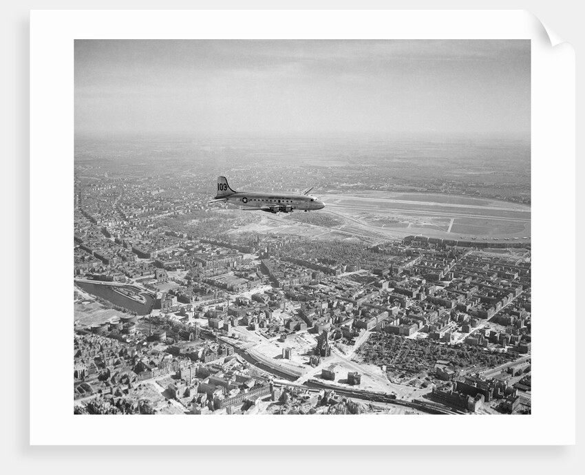 USAAF Vittles C-47 Skytrain Airplane above Berlin by Anonymous