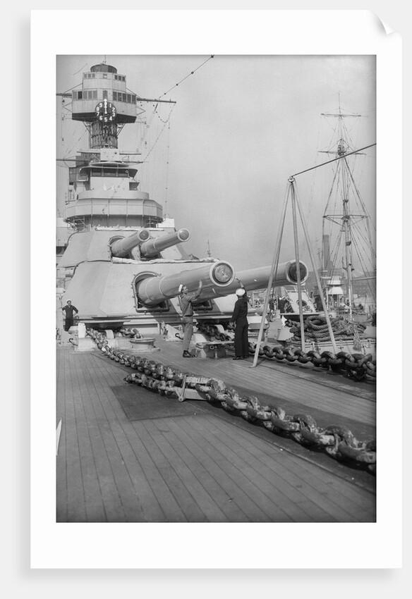 Sailors Painting a Battleship's Guns by Anonymous
