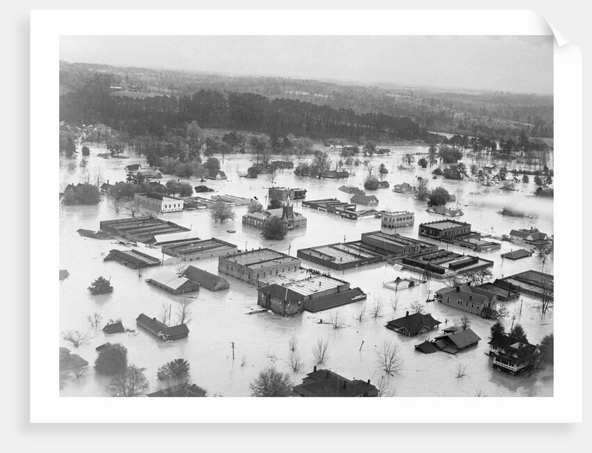 Flood Waters Covering Town by Anonymous