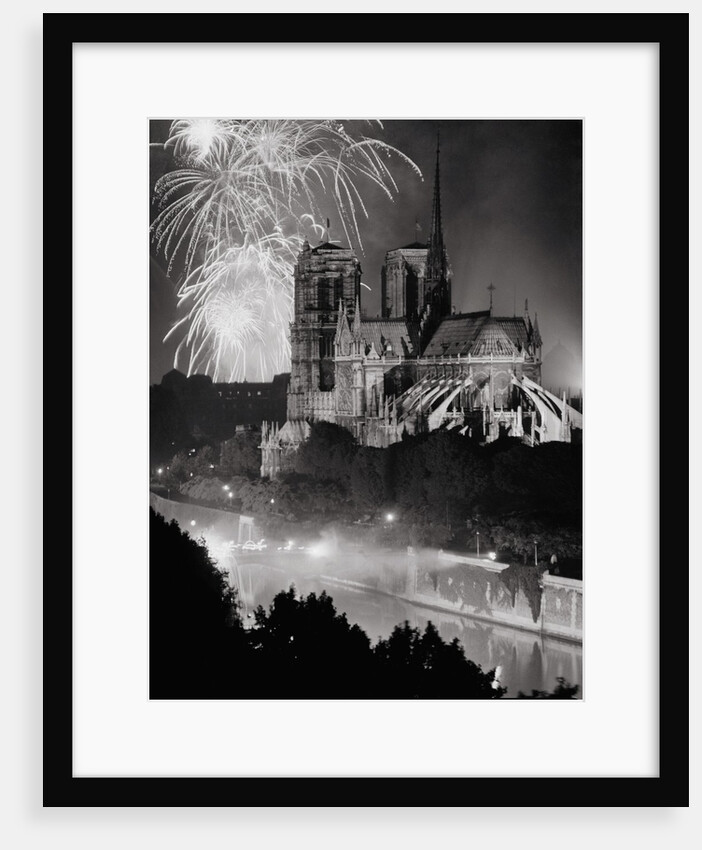 View of Notre Dame Under Firework Display by Anonymous