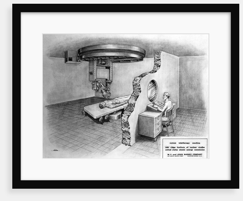 Illustration of Employee Using Cancer Treatment Machinery on Patient by Anonymous