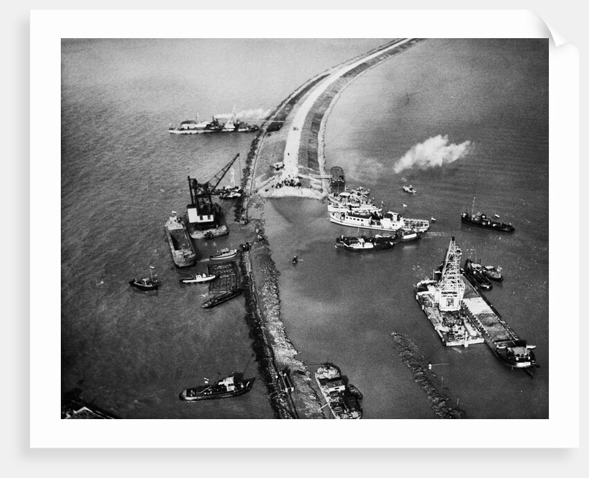 Aerial View of Ships Building a Dyke by Anonymous