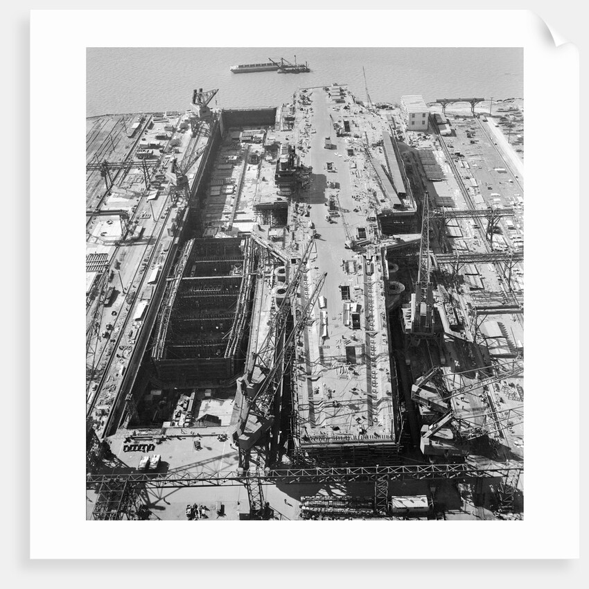 View of USS Forrestal Receiving Finishing Touches by Anonymous