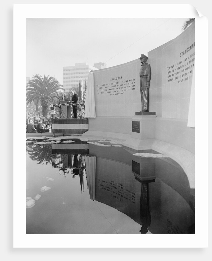 Douglas MacArthur Looking at Statue Portrait by Anonymous