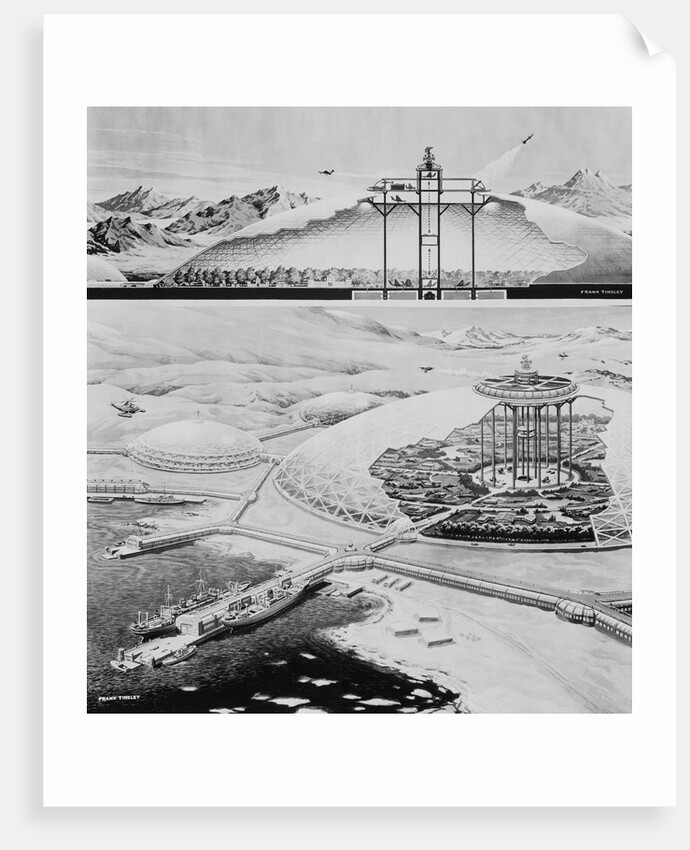 Illustration of a Climatized Arctic Airbase from Mechanix Illustrated Magazine by Anonymous