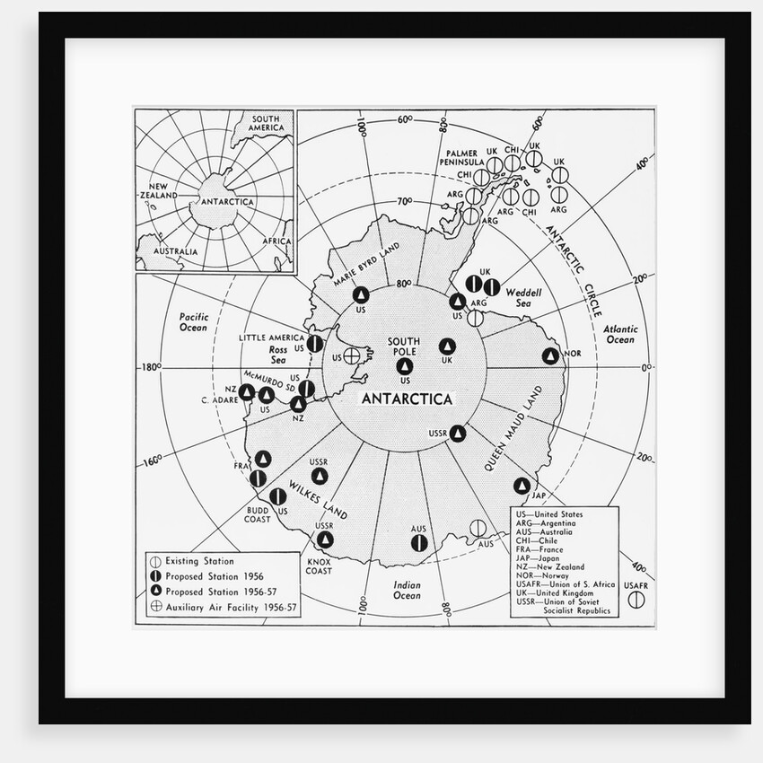 Map of Research Stations in Antarctica by Anonymous