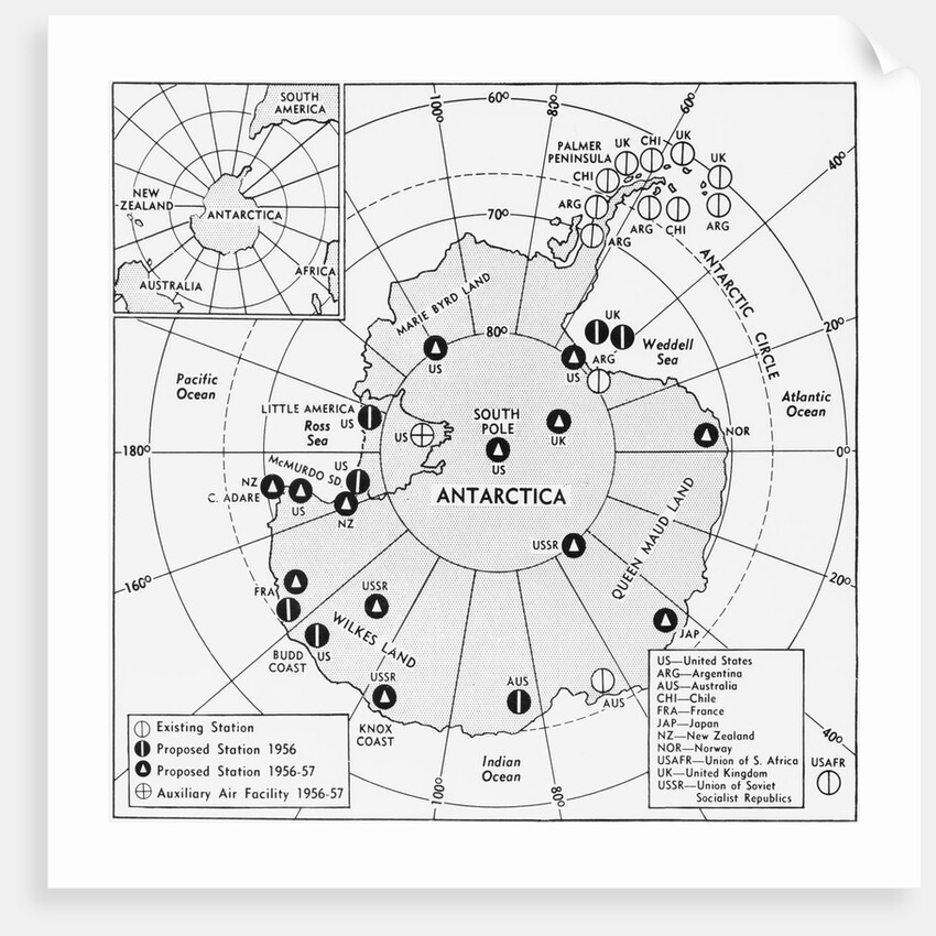 Map of Research Stations in Antarctica by Anonymous