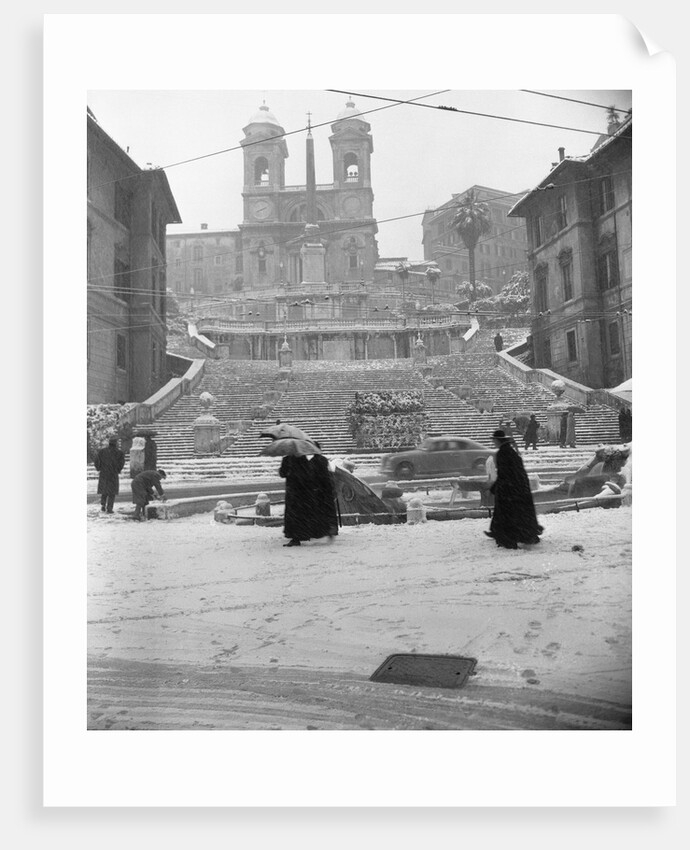 Snow Covering Rome's Spanish Steps by Anonymous