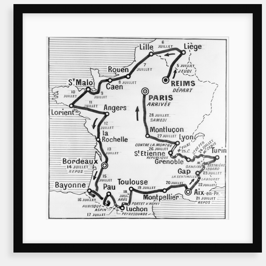 Map Showing Route of Tour De France by Anonymous