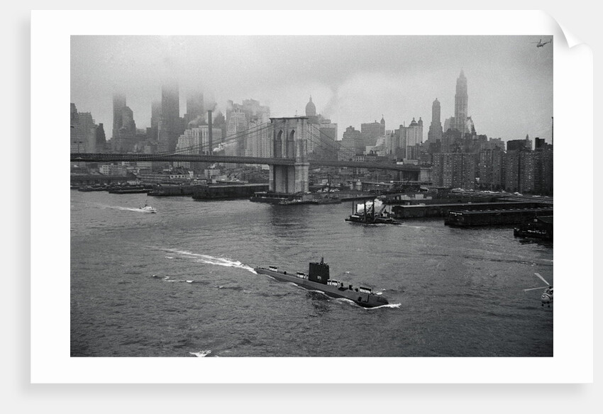 Nuclear Submarine Passing New York View by Anonymous