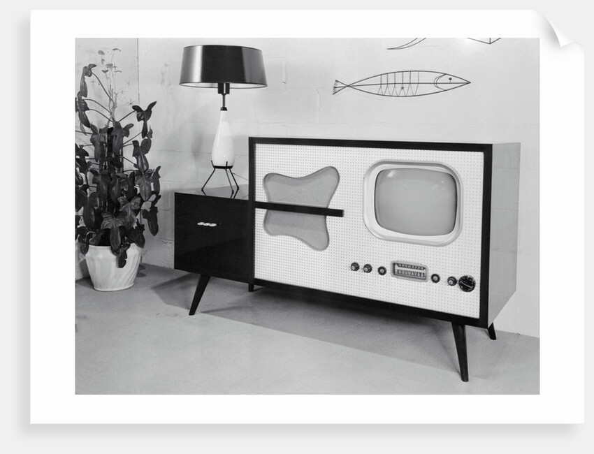 Early Model Radio Television in Home by Anonymous