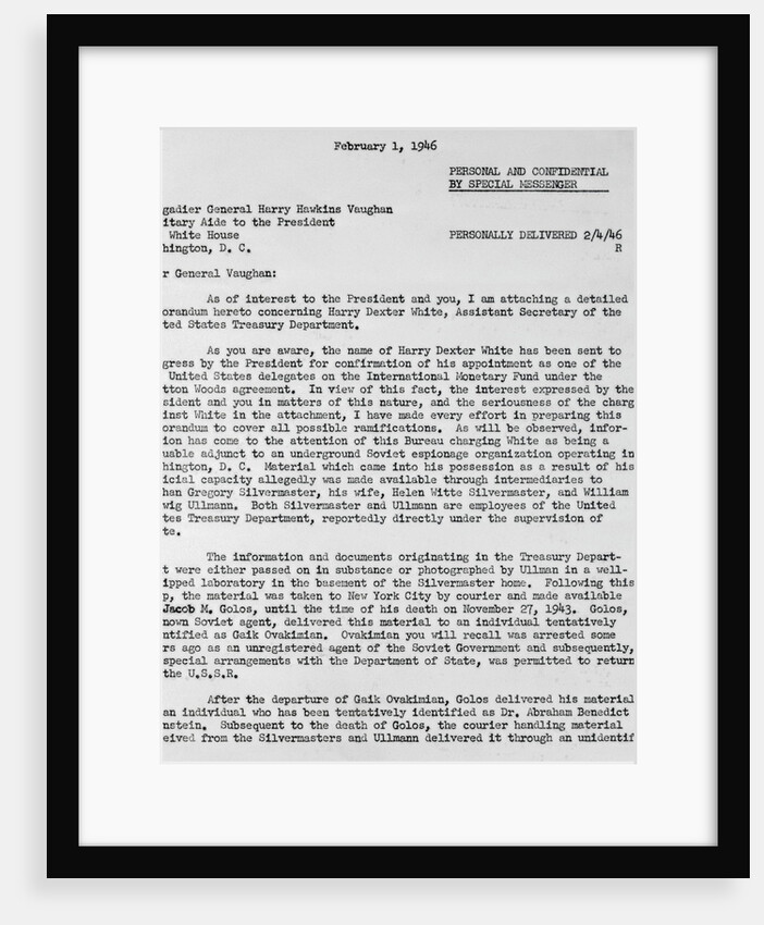 Top Secret Letter from J. Edgar Hoover by Anonymous