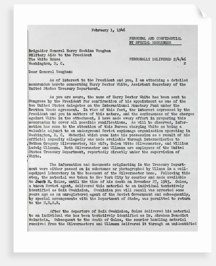 Top Secret Letter from J. Edgar Hoover by Anonymous