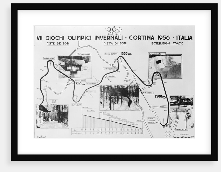 Map of the Olympic Bobsled Course at D'Ampezzo by Anonymous