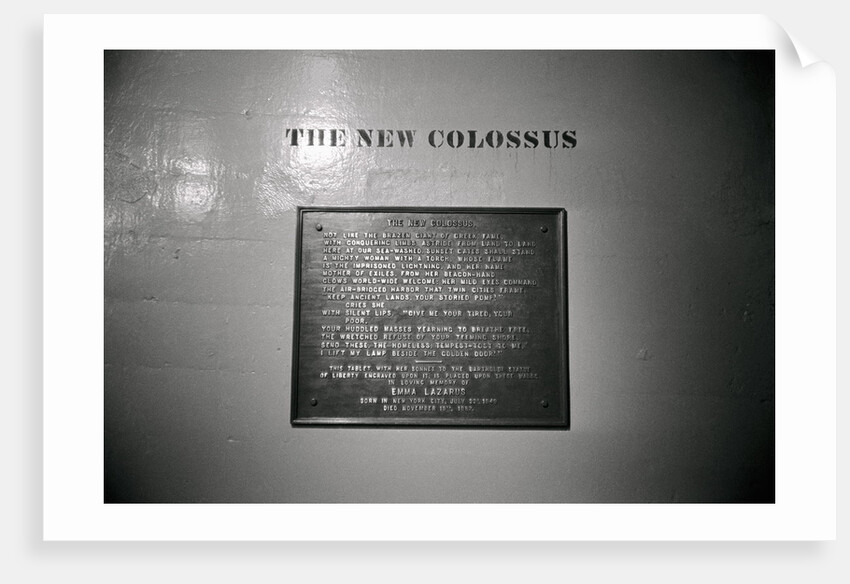 The New Colossus on Base of Statue of Liberty by Anonymous